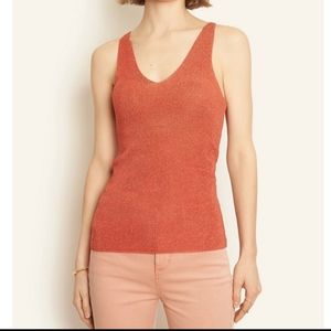 NWT Ann Taylor Shimmer V-neck Sweater Tank Copper Sparkle Sz S